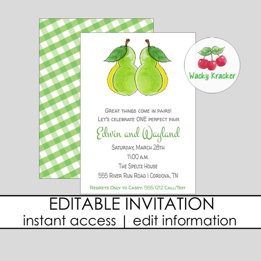 Perfect Pear Birthday Invitation