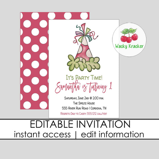 Party Hat Birthday Invitation