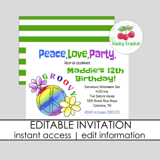 Peace Birthday Invitation