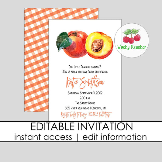 Peach Birthday Invitation