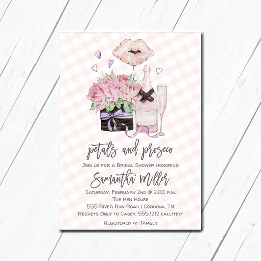 Petals and Prosecco Bridal Shower Invitation