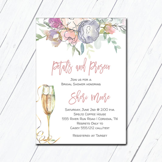 Petals and Prosecco Bridal Brunch Shower Invitation