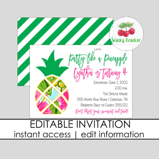 Pineapple Birthday Invitation