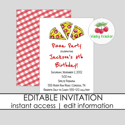 Pizza Birthday Invitation