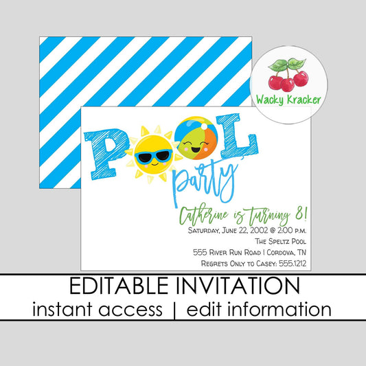 Pool Party Birthday Invitation