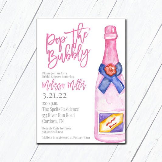 Pop the Bubbly Bridal Shower Invitation