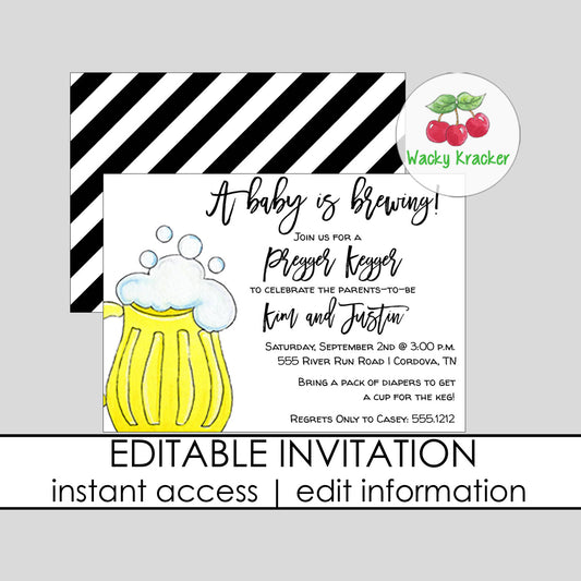 Pregger Kegger Baby Shower Invitation