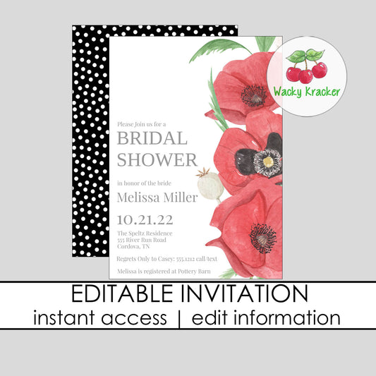 Poppies Bridal Shower Invitation