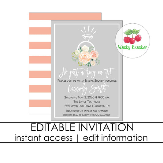 Ring Bridal Shower Invitation