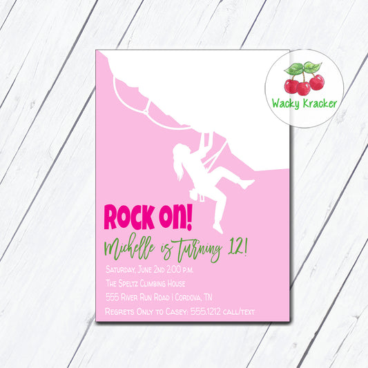 Girl Rock Climbing Invitation