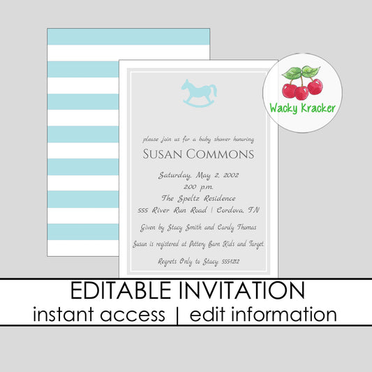 Rocking Horse Baby Shower Invitation