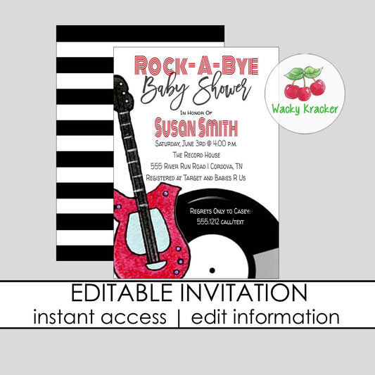 Rock Star Baby Shower Invitation