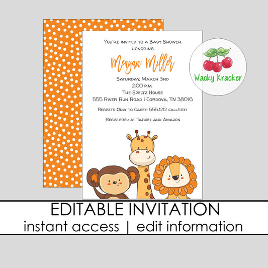 Safari Baby Shower Invitation