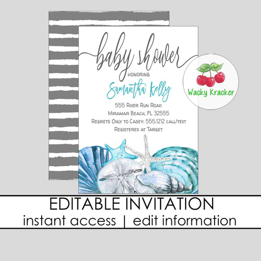 Seashell Baby Invitation