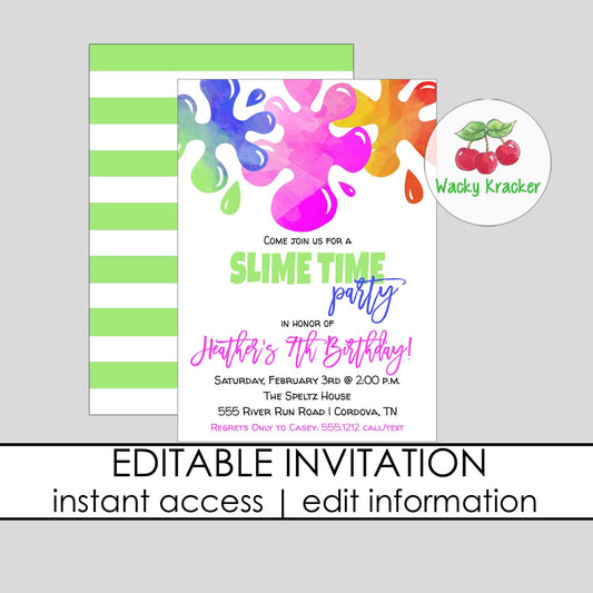 Slime Birthday Invitation