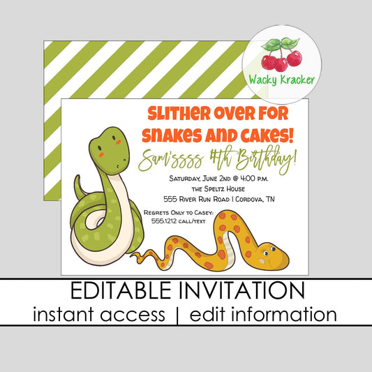 Snake Birthday Invitation