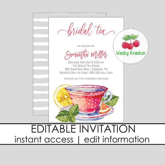 Tea Party Bridal Shower Invitation