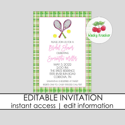 Tennis Bridal Shower Invitation