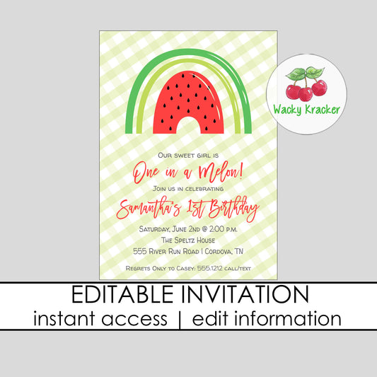 Watermelon Birthday Invitation