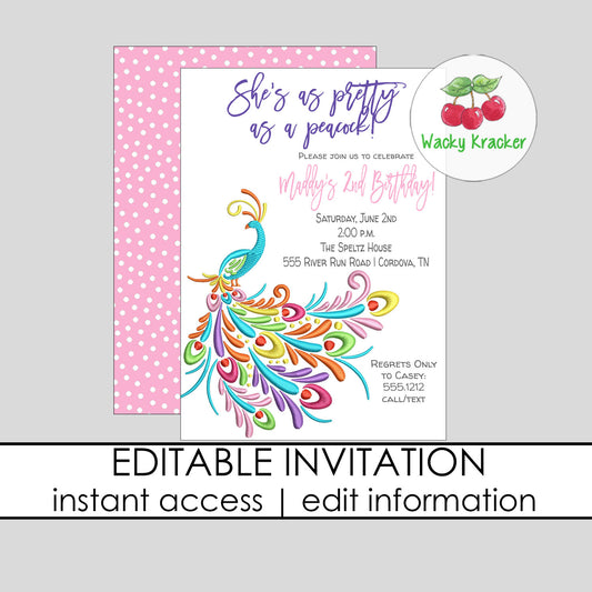 Peacock Party Invitation