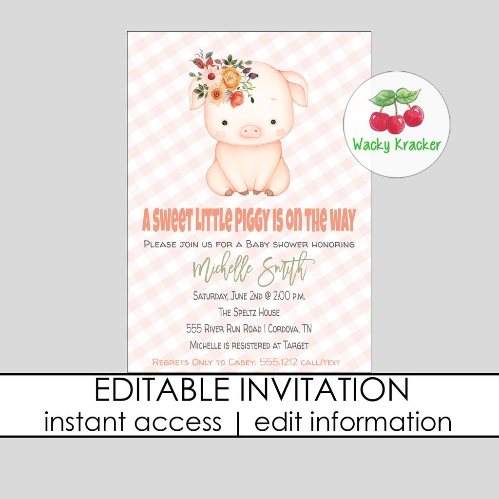 Pig baby shower hot sale invitations