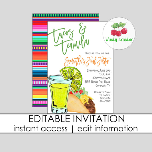 Tacos and Tequila Bridal Shower Invitation